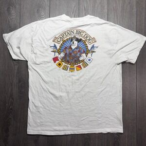 Vintage 1998 Big Dogs Captain Big Dog Nautical T-Shirt Mens XL White Made in USA